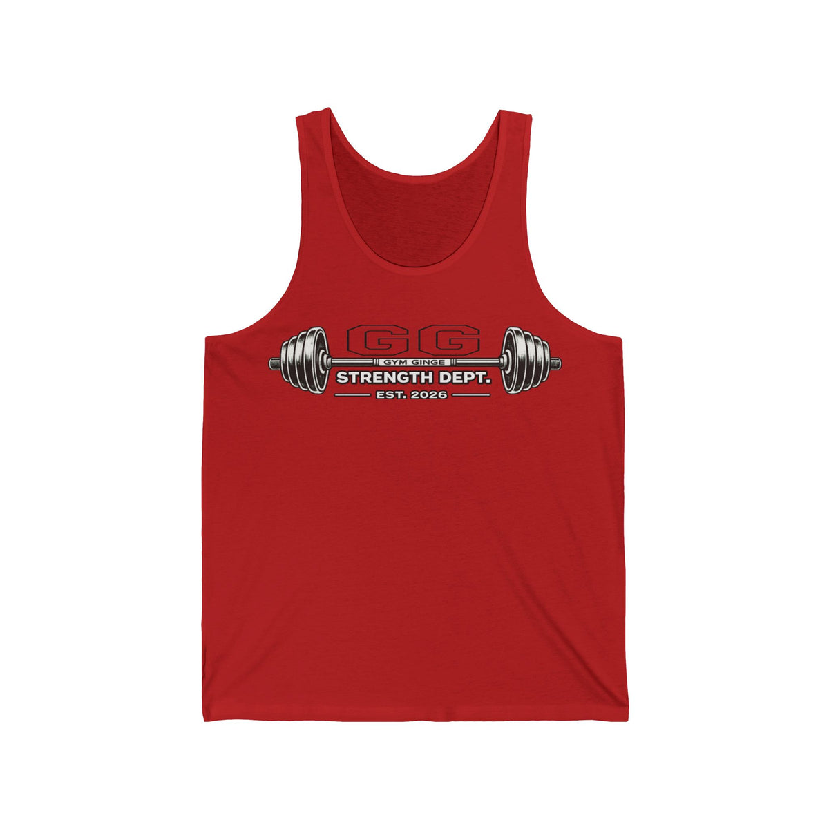 Gym Ginge product media | GG|Red|Strength Dept. Barbell Front|V1