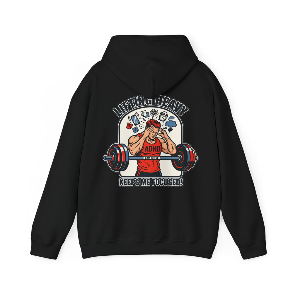 Gym Ginge product media | GG|Black|Mens ADHD Lifting V2 - Plain Front Hoodie|V1