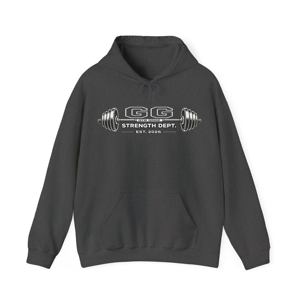 Gym Ginge product media | GG|Dark Heather|Mens Gym Dogs - Strength Dept. Hoodie|V1