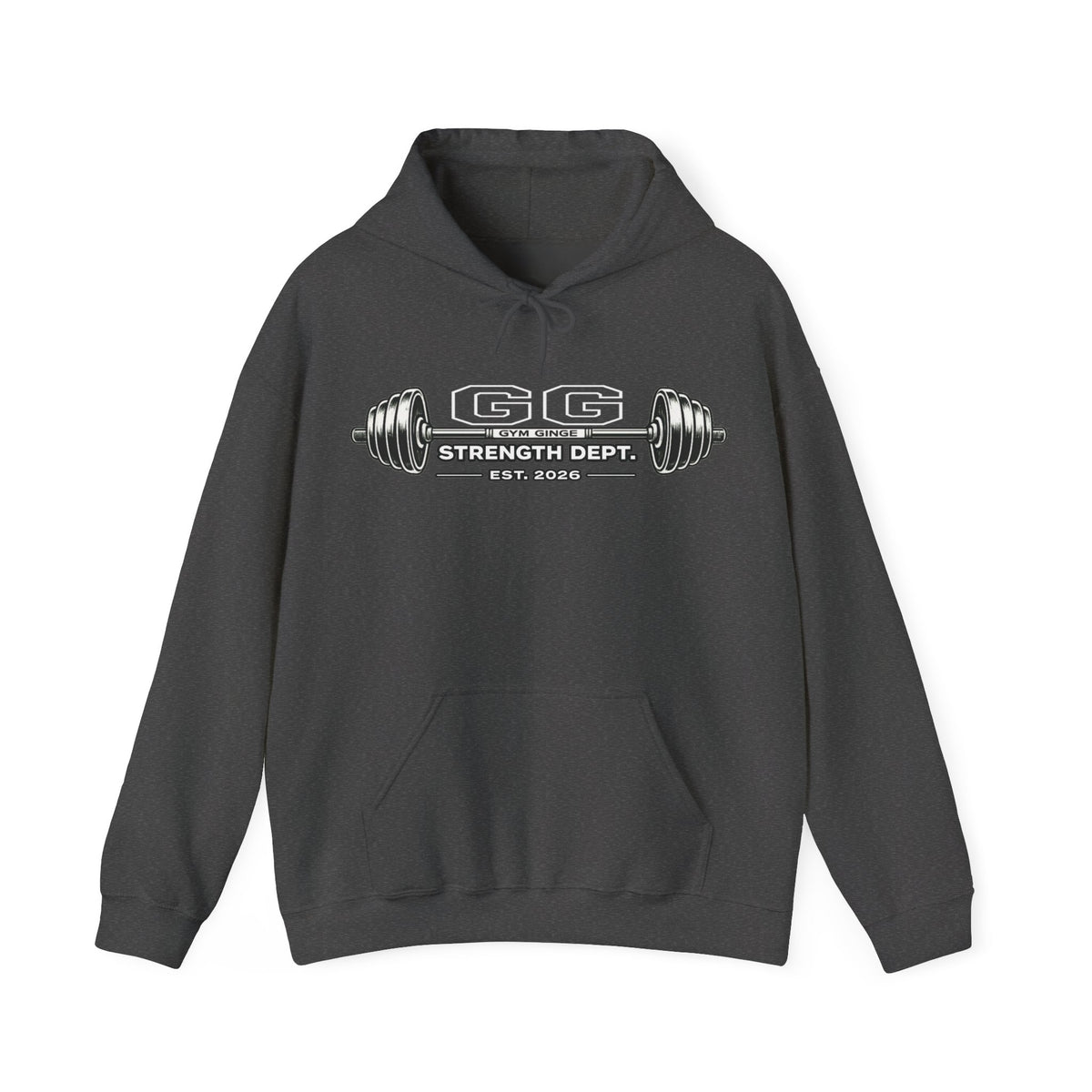 Gym Ginge product media | GG|Dark Heather|Mens Gym Dogs - Strength Dept. Hoodie|V1