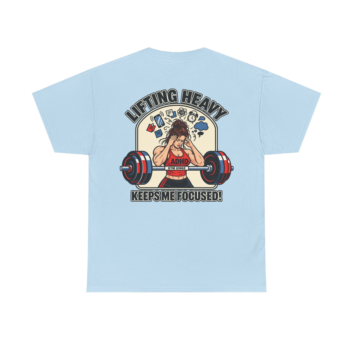 Gym Ginge product media | GG|Light Blue|Ladies ADHD Lifting V2 - Rear Only T-Shirt|V1