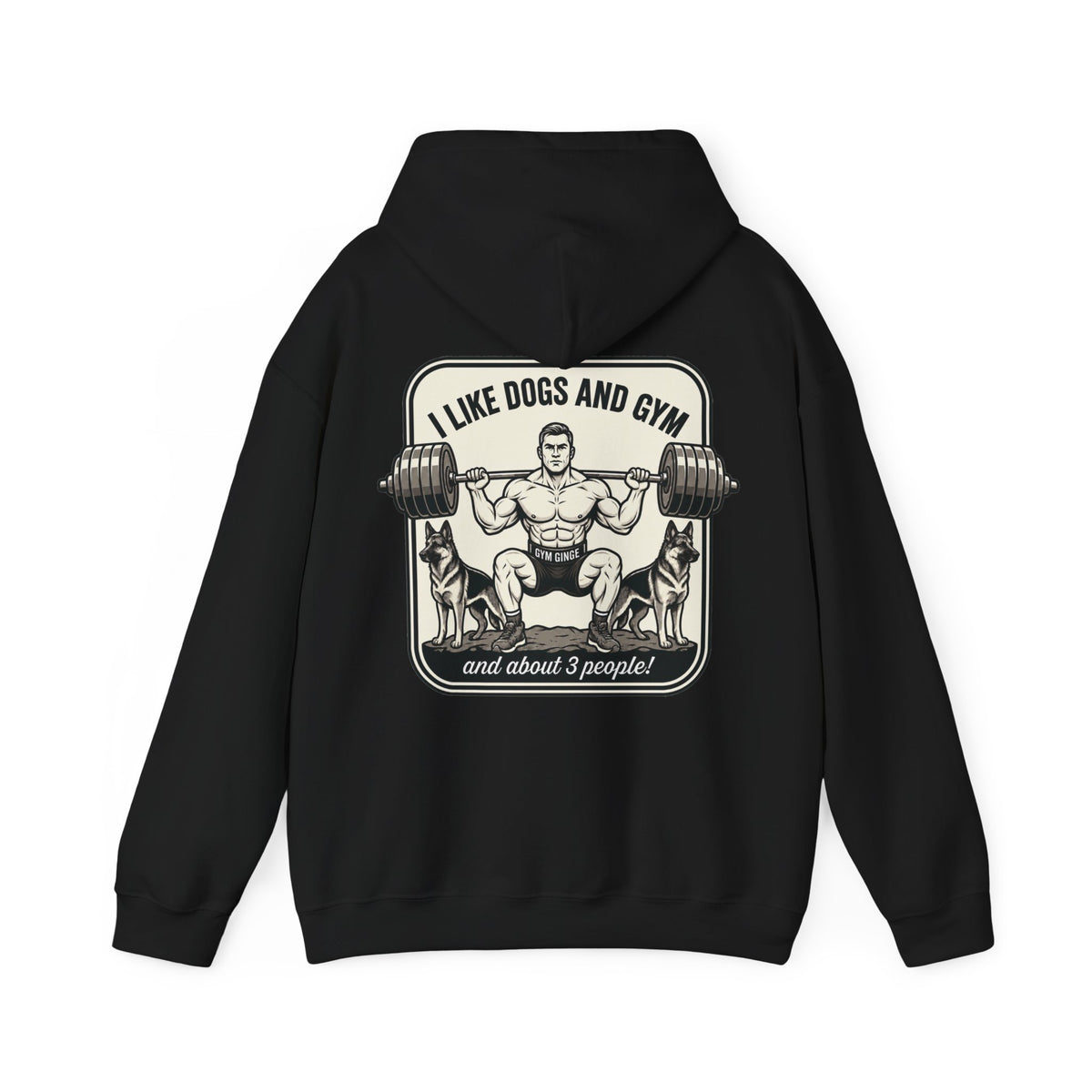 Black product view | GG|Black|Mens Gym Dogs Plain Front Hoodie|V2