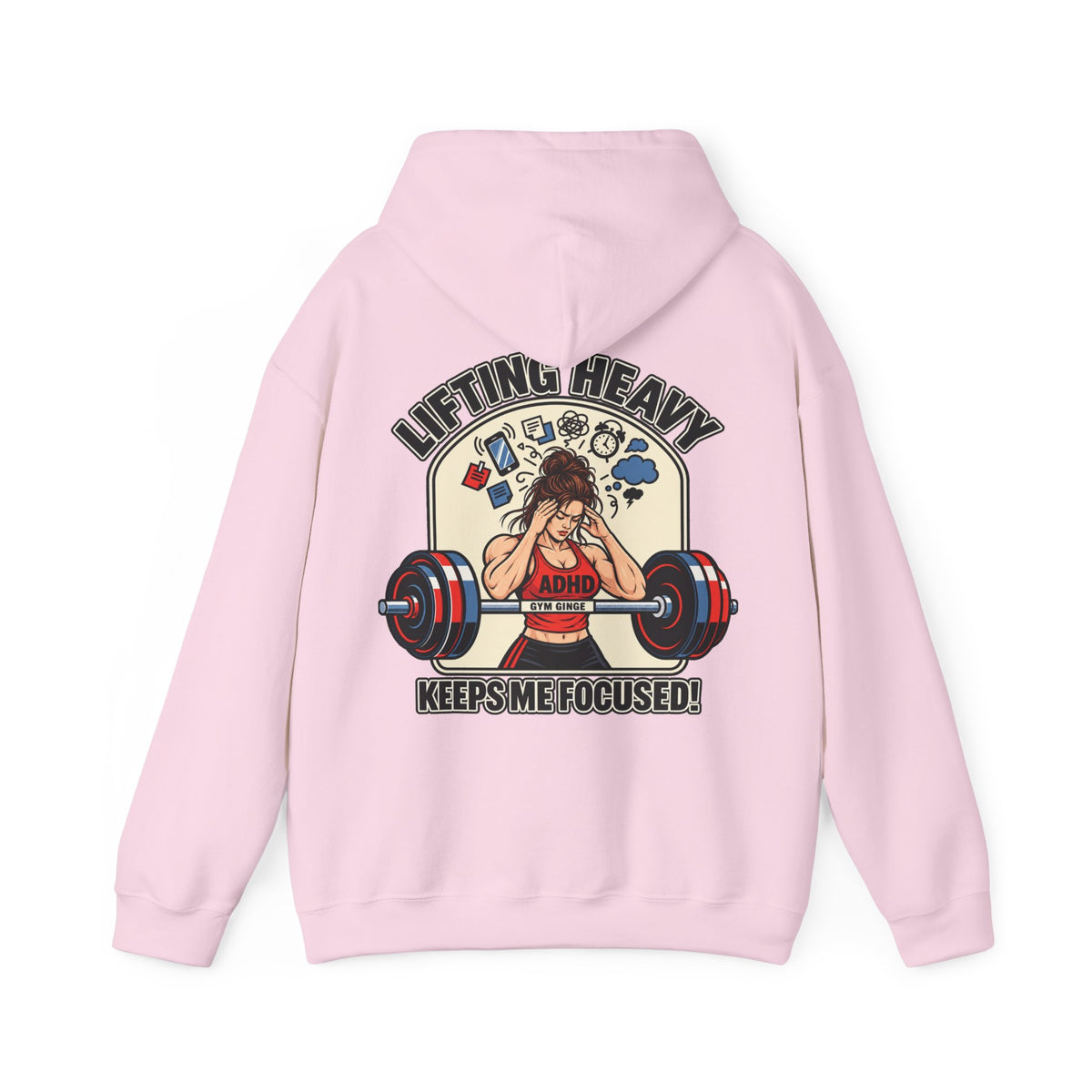 Gym Ginge product media | GG|Light Pink|Ladies ADHD Lifting Plain Front Hoodie|V1