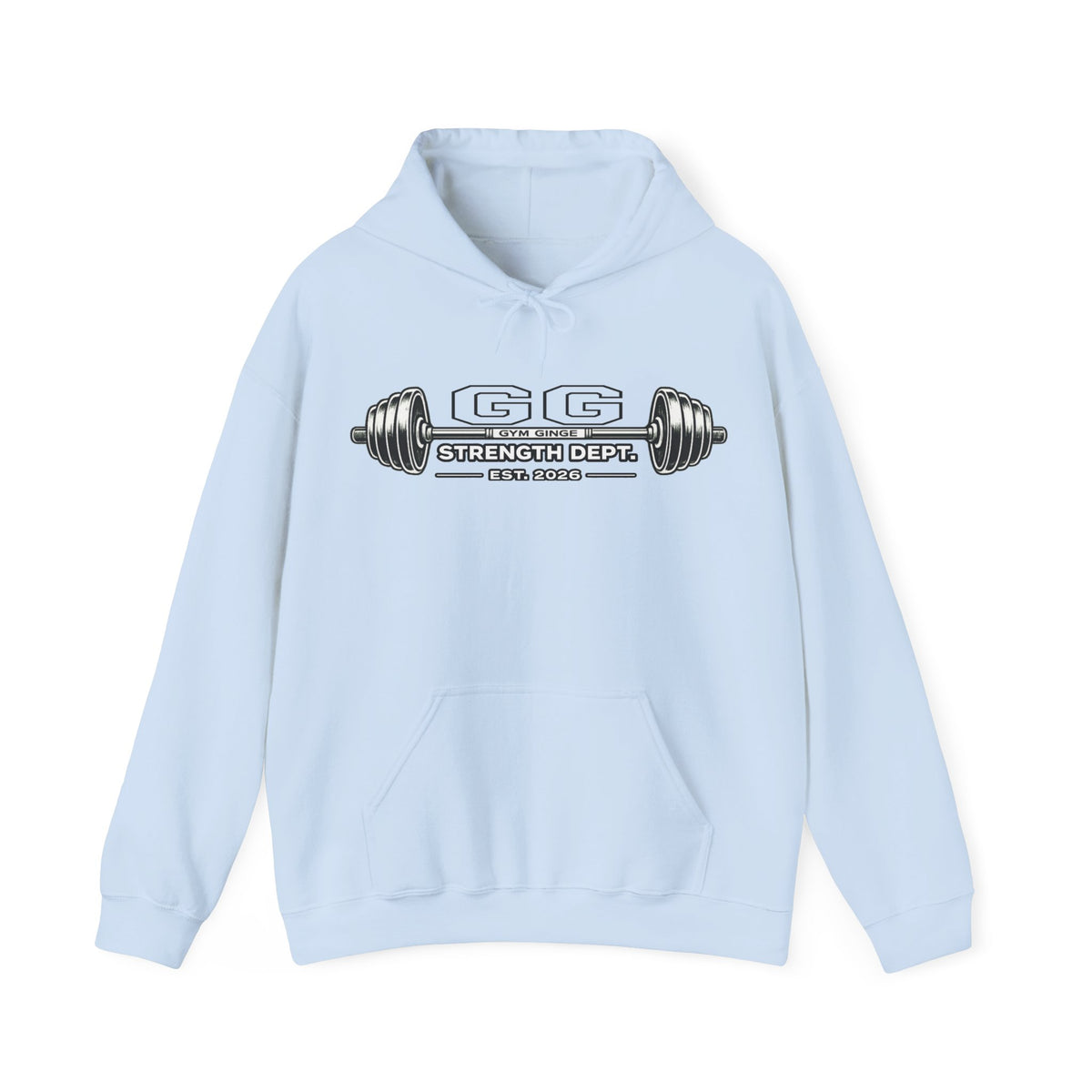 Gym Ginge product media | GG|Light Blue|Missing Gym - Strength Dept. Front Hoodie|V1