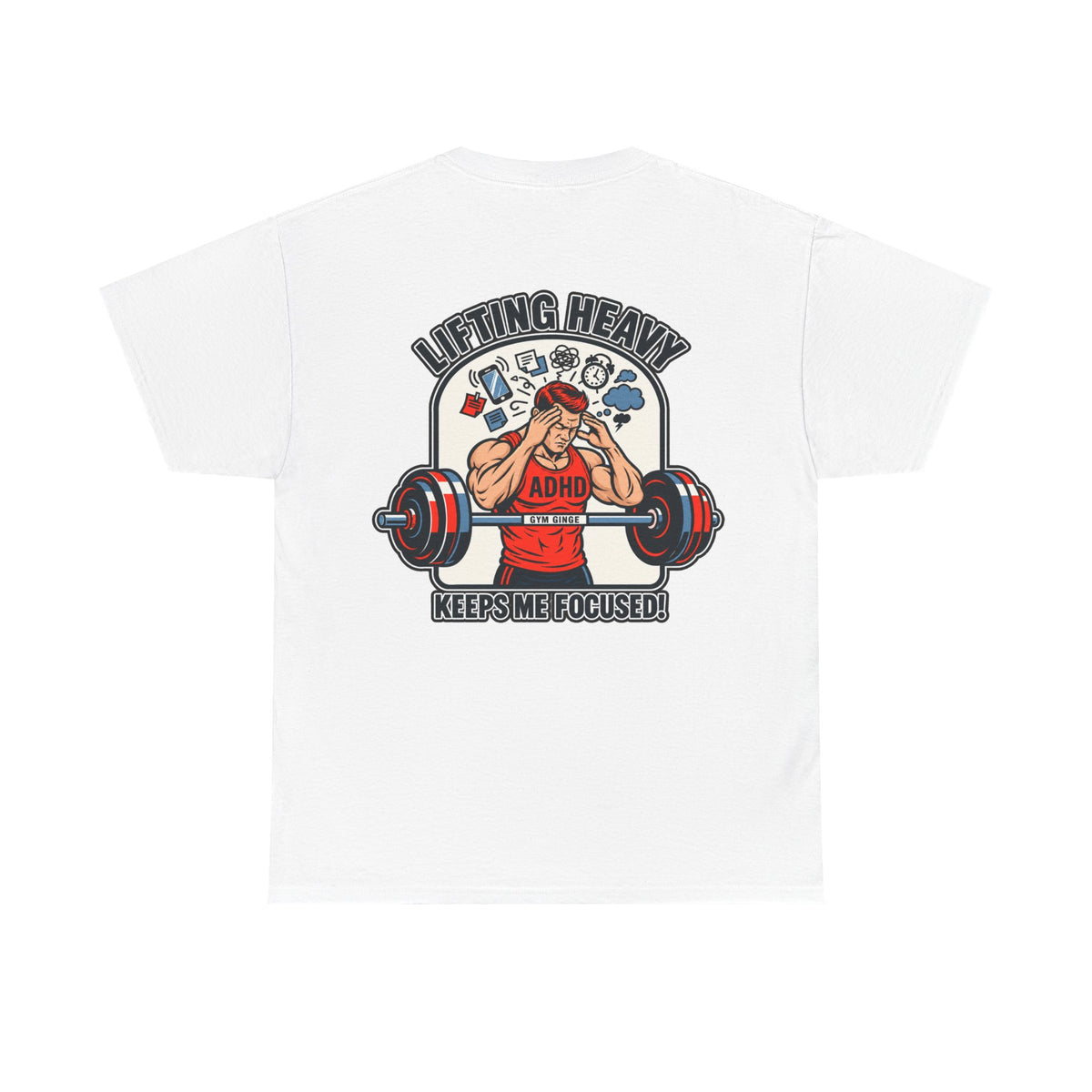 White product view | GG|White|Mens ADHD Lifting V2 - Rear Only T-Shirt|V2