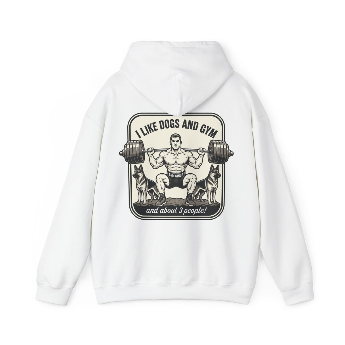 White product view | GG|White|Mens Gym Dogs Plain Front Hoodie|V2