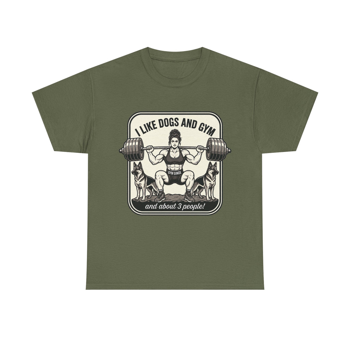 Gym Ginge product media | GG|Military Green|Ladies Gym Dogs - Front Only T-Shirt|V1