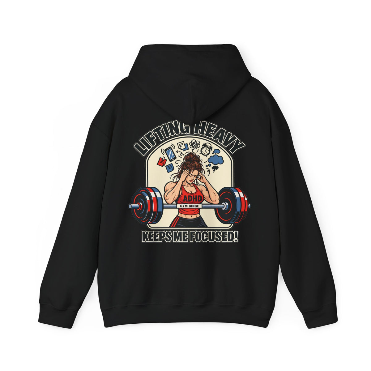 Gym Ginge product media | GG|Black|Ladies ADHD Lifting Plain Front Hoodie|V1
