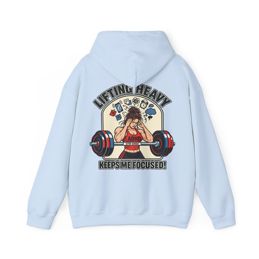 Gym Ginge product media | GG|Light Blue|Ladies ADHD Lifting Plain Front Hoodie|V1