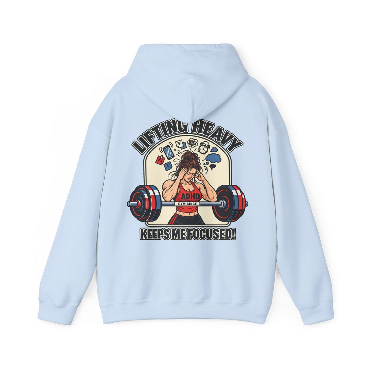 Gym Ginge product media | GG|Light Blue|Ladies ADHD Lifting Plain Front Hoodie|V1