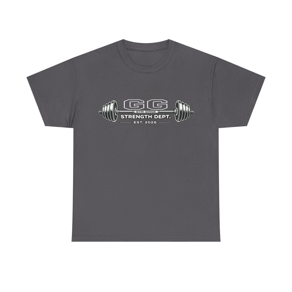 Gym Ginge product media | GG|Charcoal|Mens ADHD Lifting V2 Rear - Strength Dept. Front T-Shirt|V1
