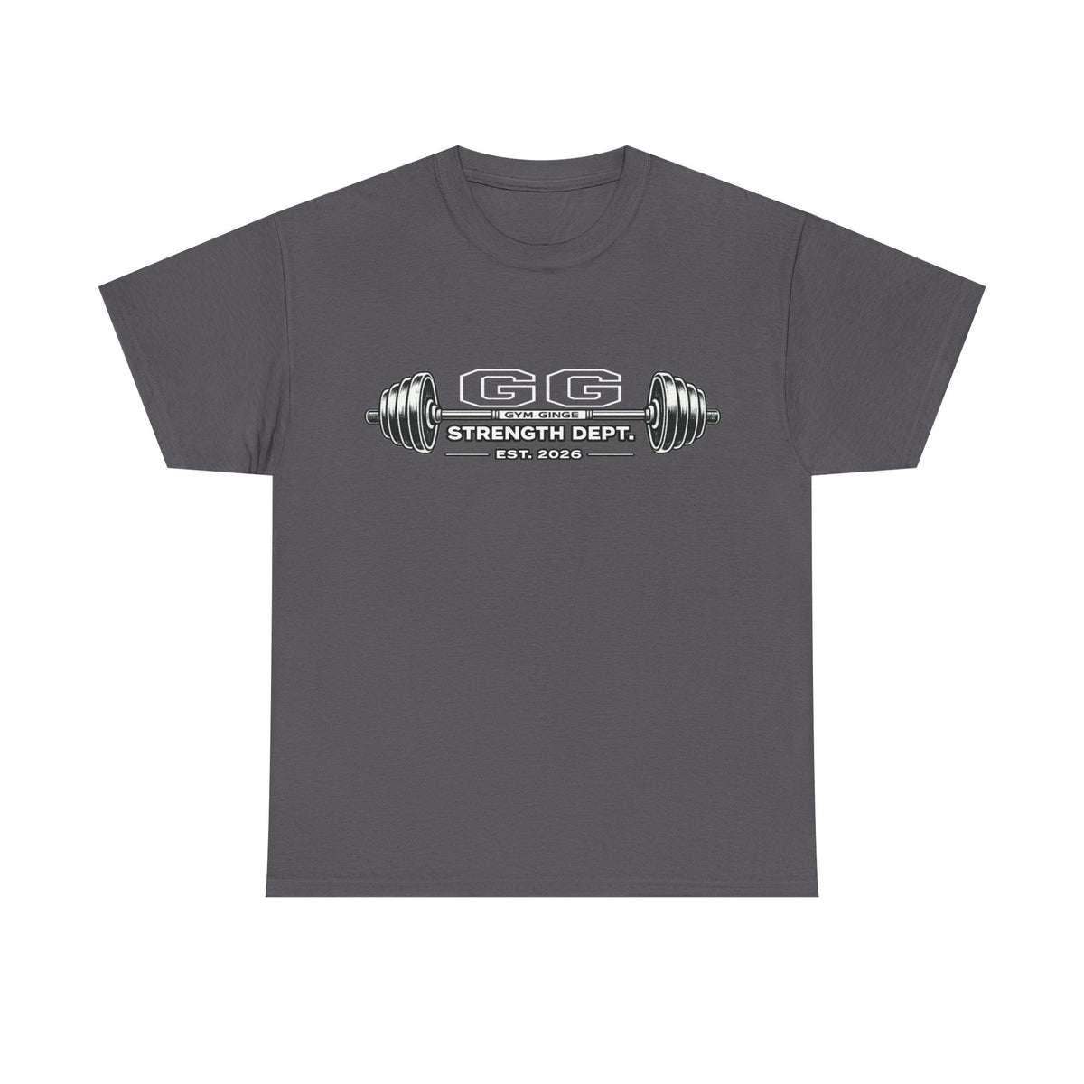 Gym Ginge product media | GG|Charcoal|Mens ADHD Lifting V2 Rear - Strength Dept. Front T-Shirt|V1