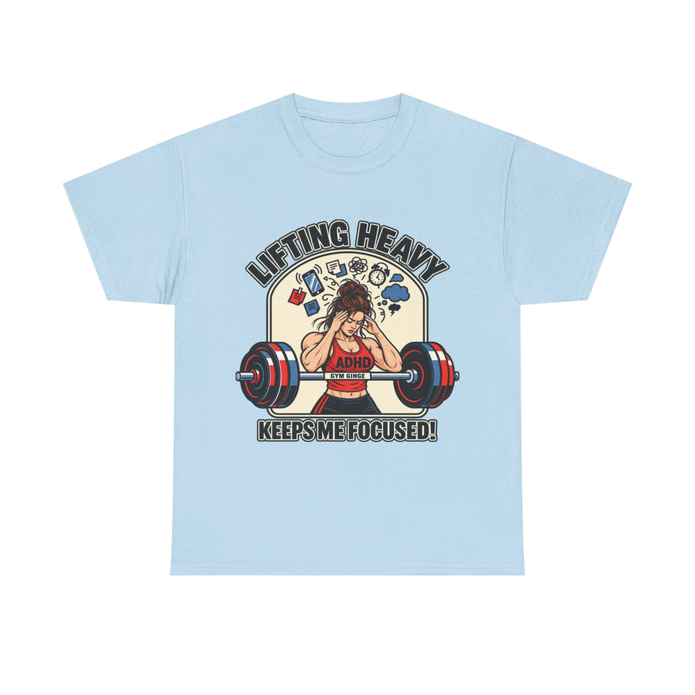 Gym Ginge product media | GG|Light Blue|Ladies ADHD Lifting V2 - Front Only T-Shirt|V1