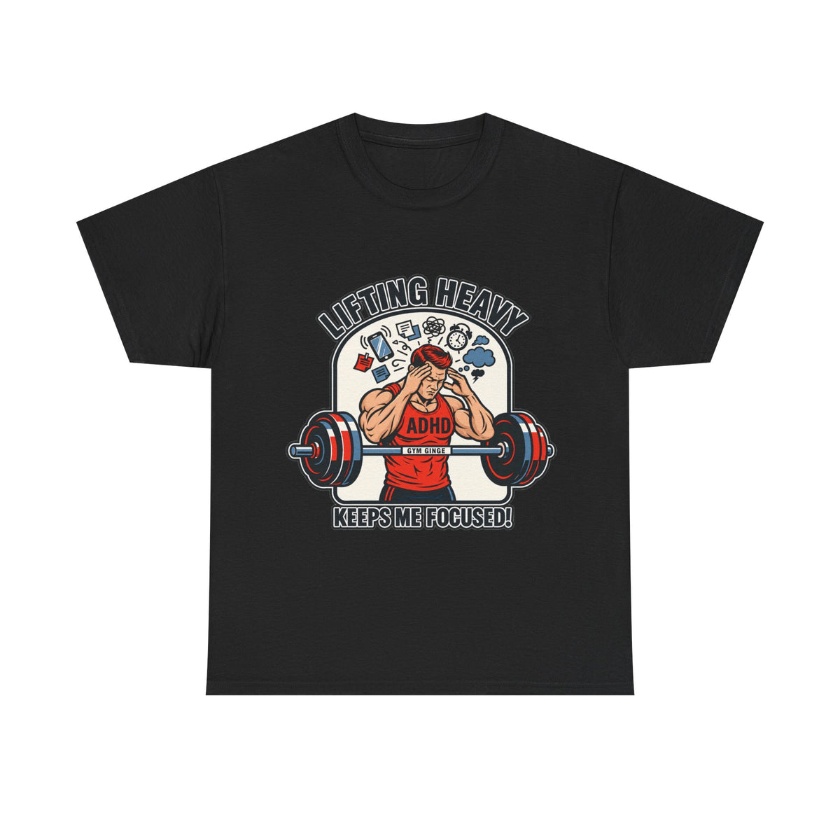 Gym Ginge product media | GG|Black|Mens ADHD Lifting V2 - Front Only T-Shirt|V1