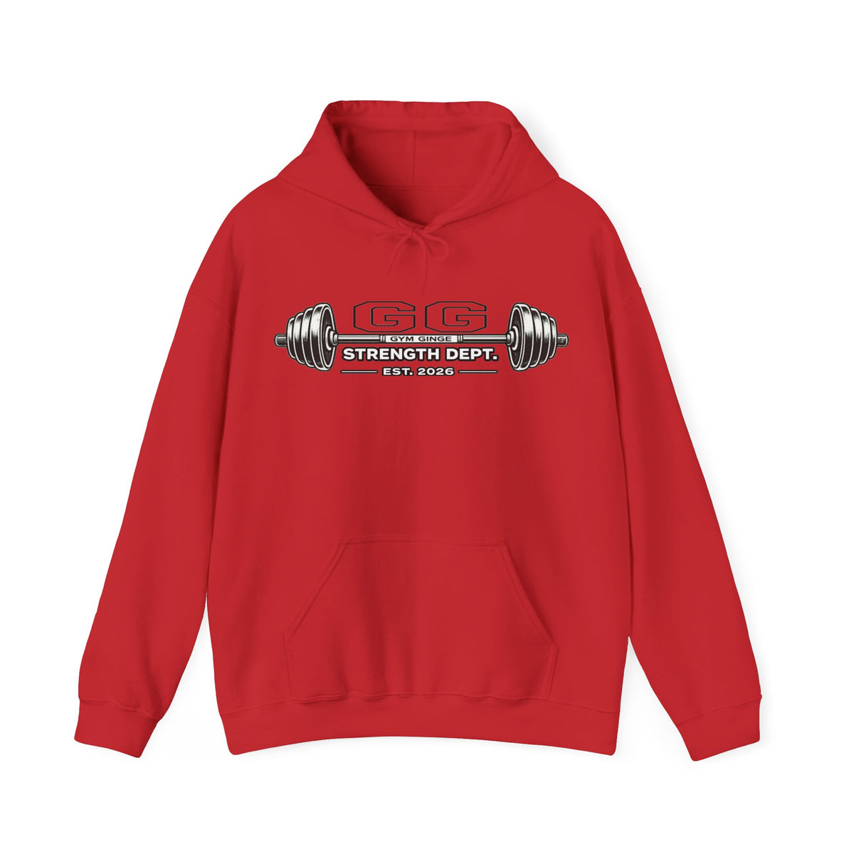 Gym Ginge product media | GG|Red|Ladies Gym Dogs - Strength Dept. Front Hoodie|V1