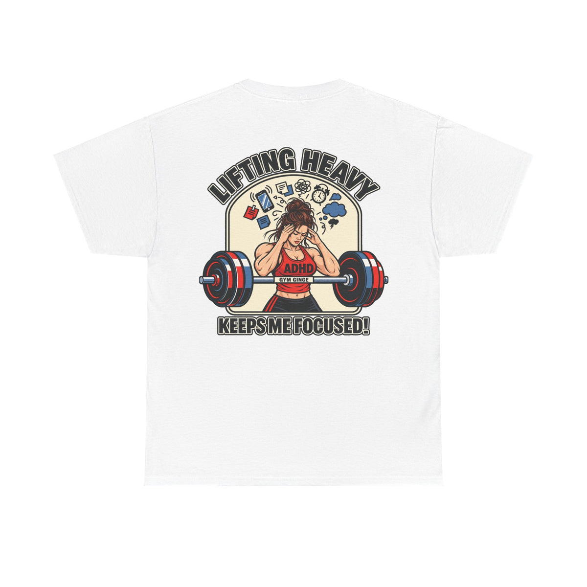 White product view | GG|White|Ladies ADHD Lifting V2 - Rear Only T-Shirt|V2