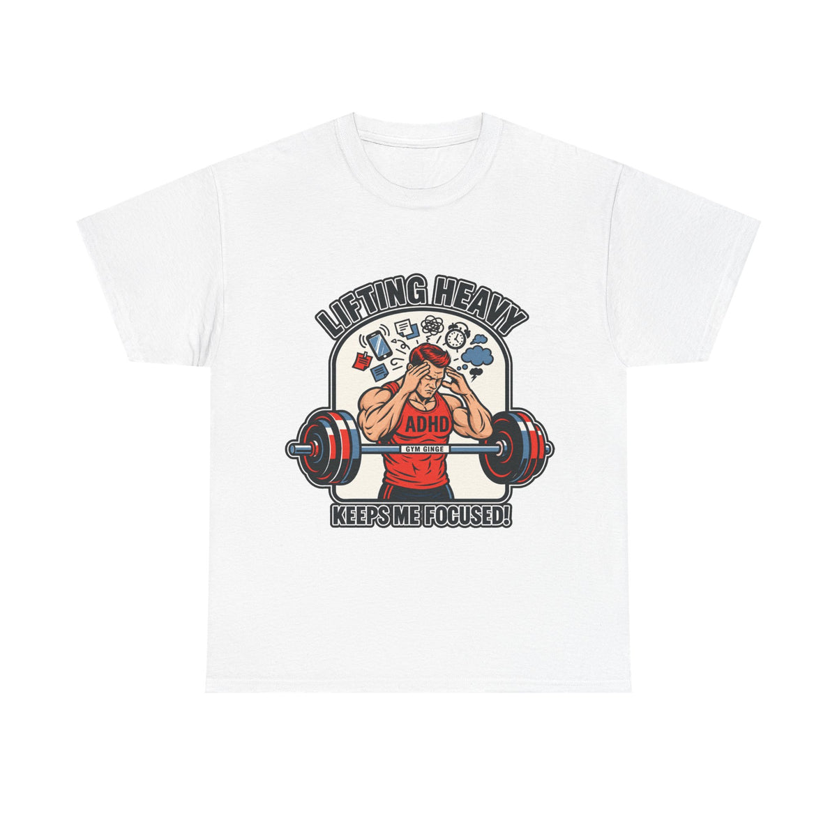 Gym Ginge product media | GG|White|Mens ADHD Lifting V2 - Front Only T-Shirt|V1