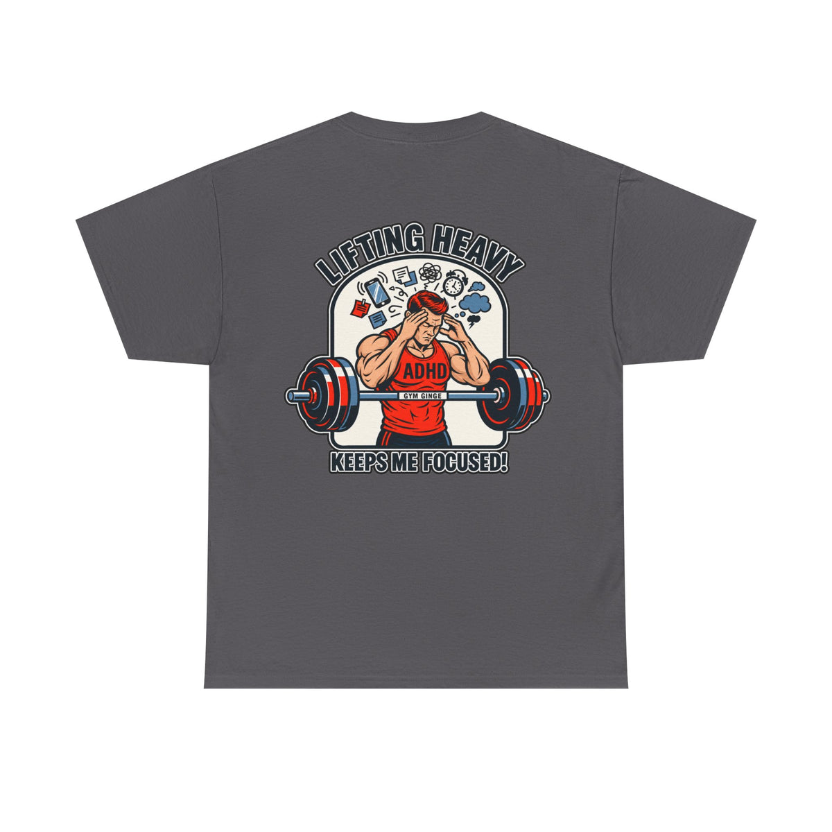 Charcoal product view | GG|Charcoal|Mens ADHD Lifting V2 - Rear Only T-Shirt|V2