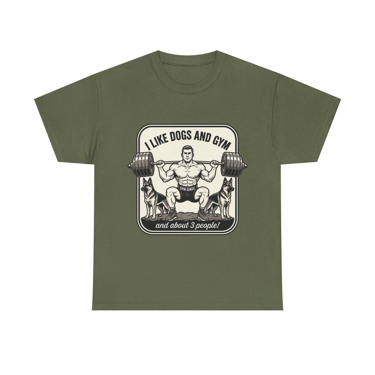 Gym Ginge product media | GG|Military Green|Mens Gym Dogs - Front Only T-Shirt|V1