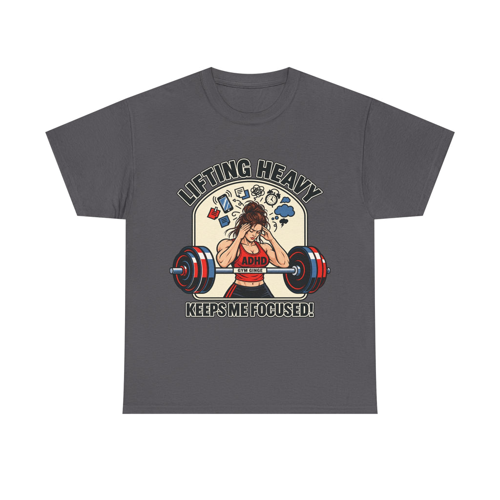 Gym Ginge product media | GG|Charcoal|Ladies ADHD Lifting V2 - Front Only T-Shirt|V1