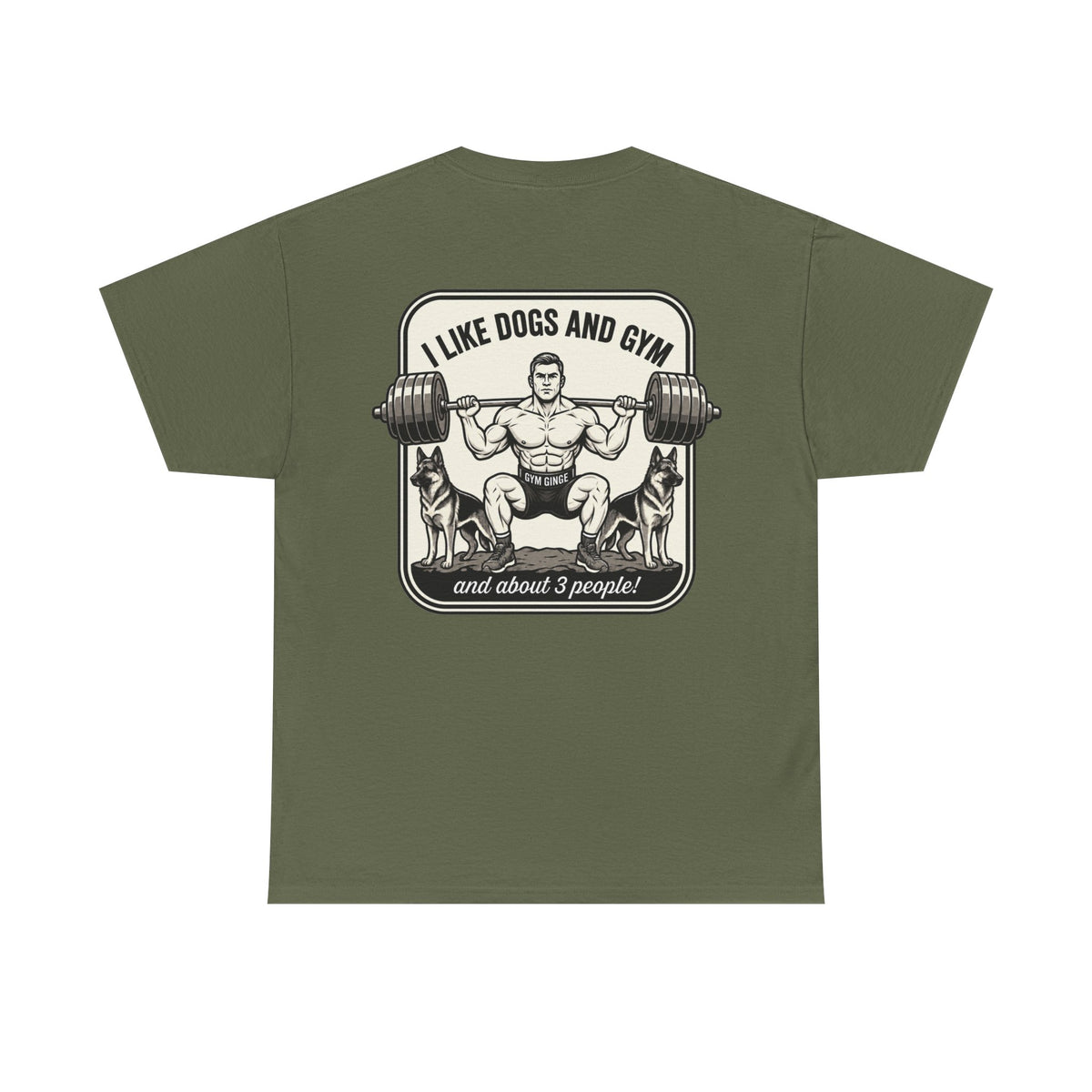 Gym Ginge product media | GG|Military Green|Mens Gym Dogs - Rear Only T-Shirt|V1