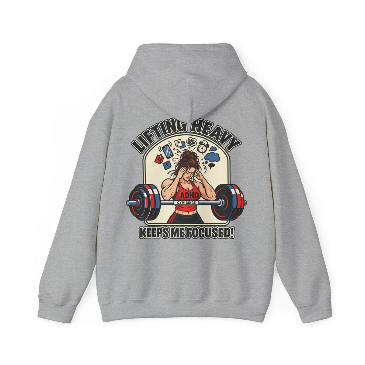 Gym Ginge product media | GG|Sport Grey|Ladies ADHD Lifting Plain Front Hoodie|V1