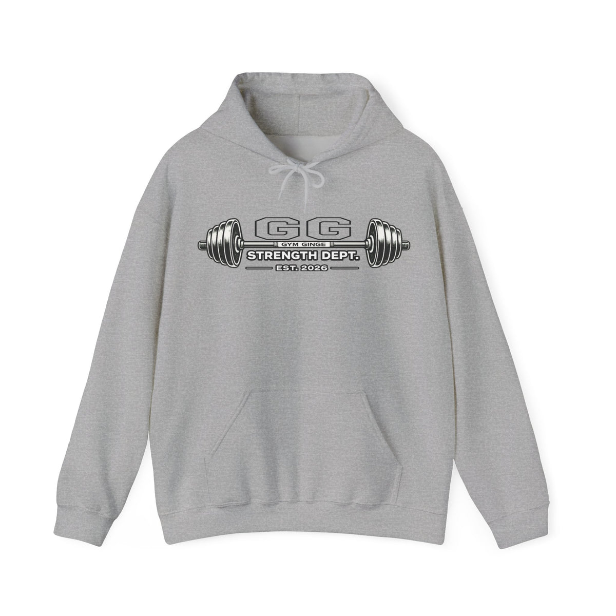 Gym Ginge product media | GG|Sport Grey|Missing Gym - Strength Dept. Front Hoodie|V1